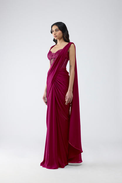 Vintage Banarsi Corset And Draped Saree