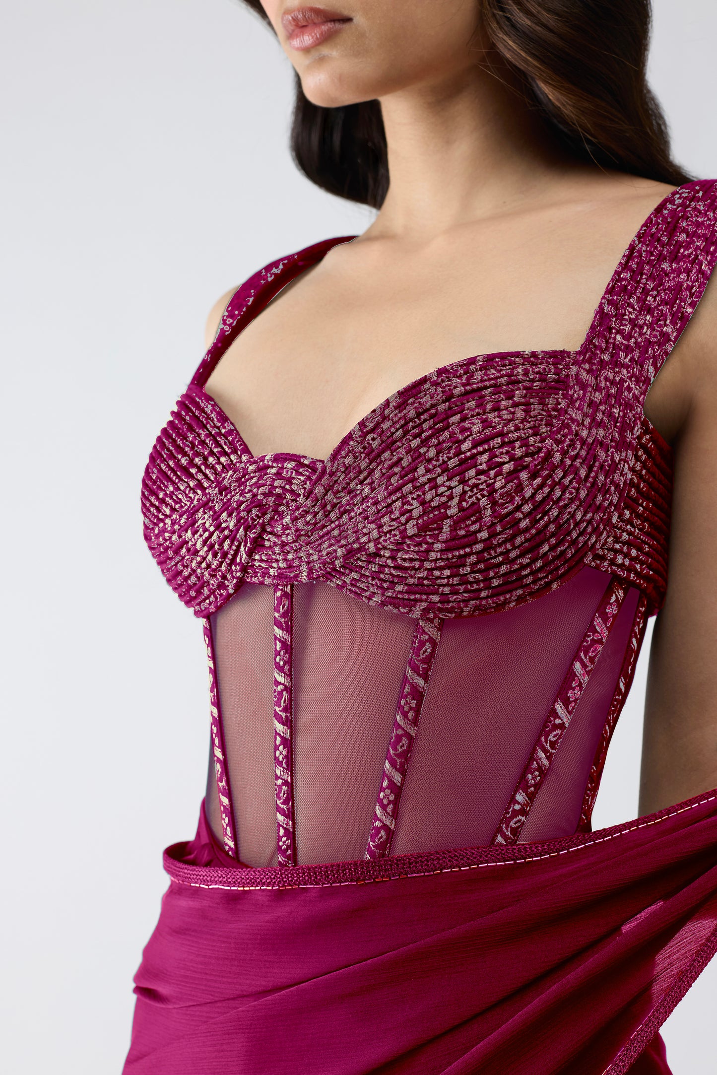 Vintage Banarsi Corset And Draped Saree