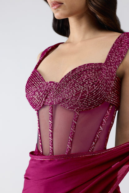 Vintage Banarsi Corset And Draped Saree