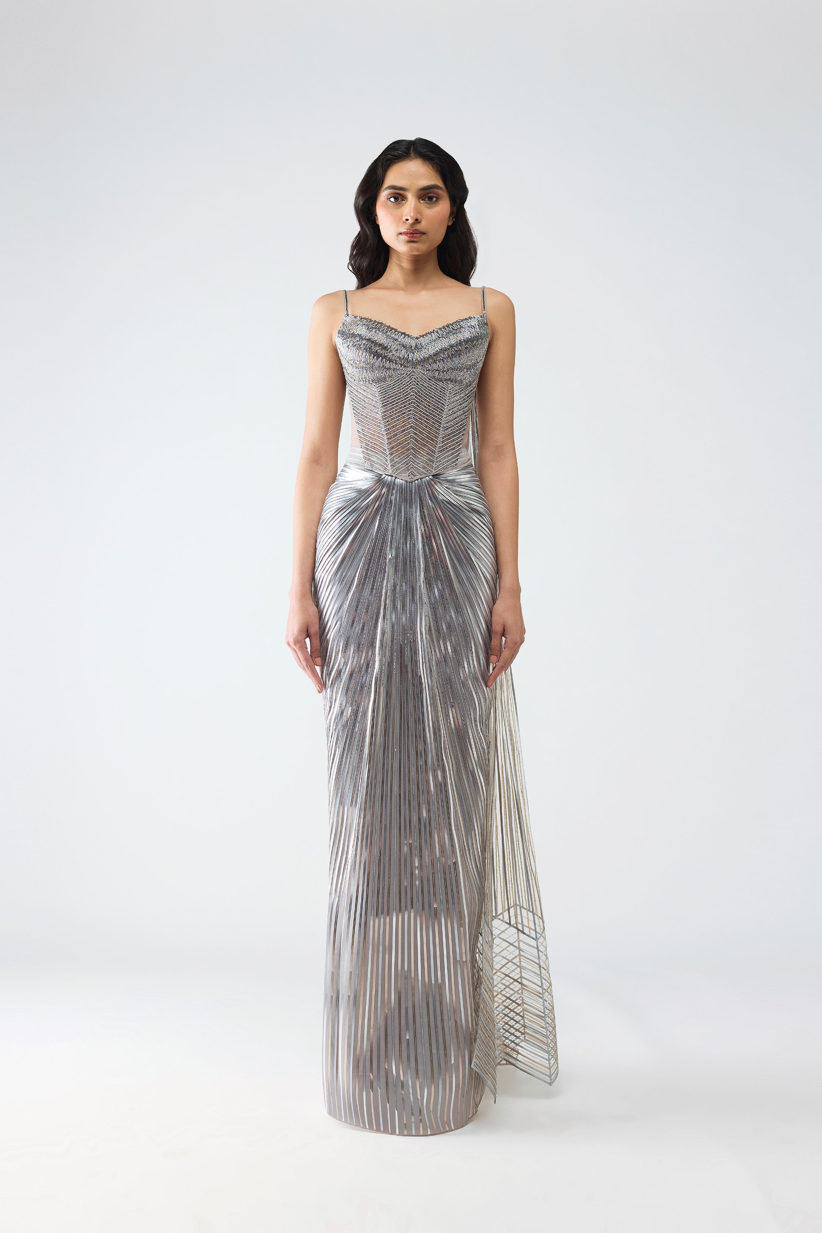 Metallic Scale Corset And Sunray Skirt