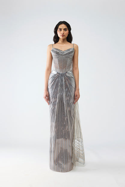 Metallic Scale Corset And Sunray Skirt