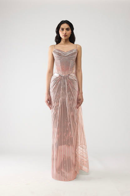 Metallic Scale Corset And Sunray Skirt