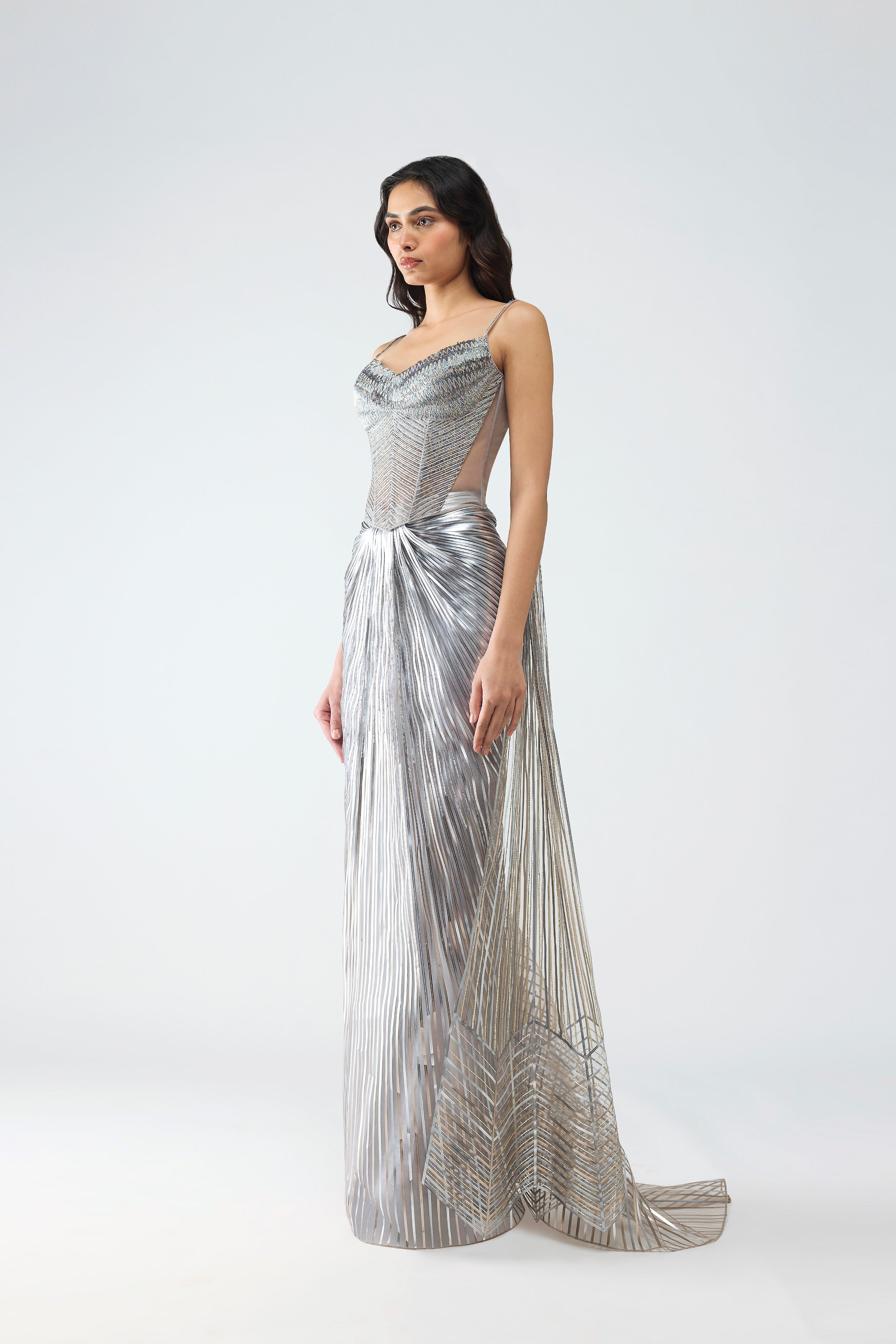 Metallic Scale Corset And Sunray Skirt