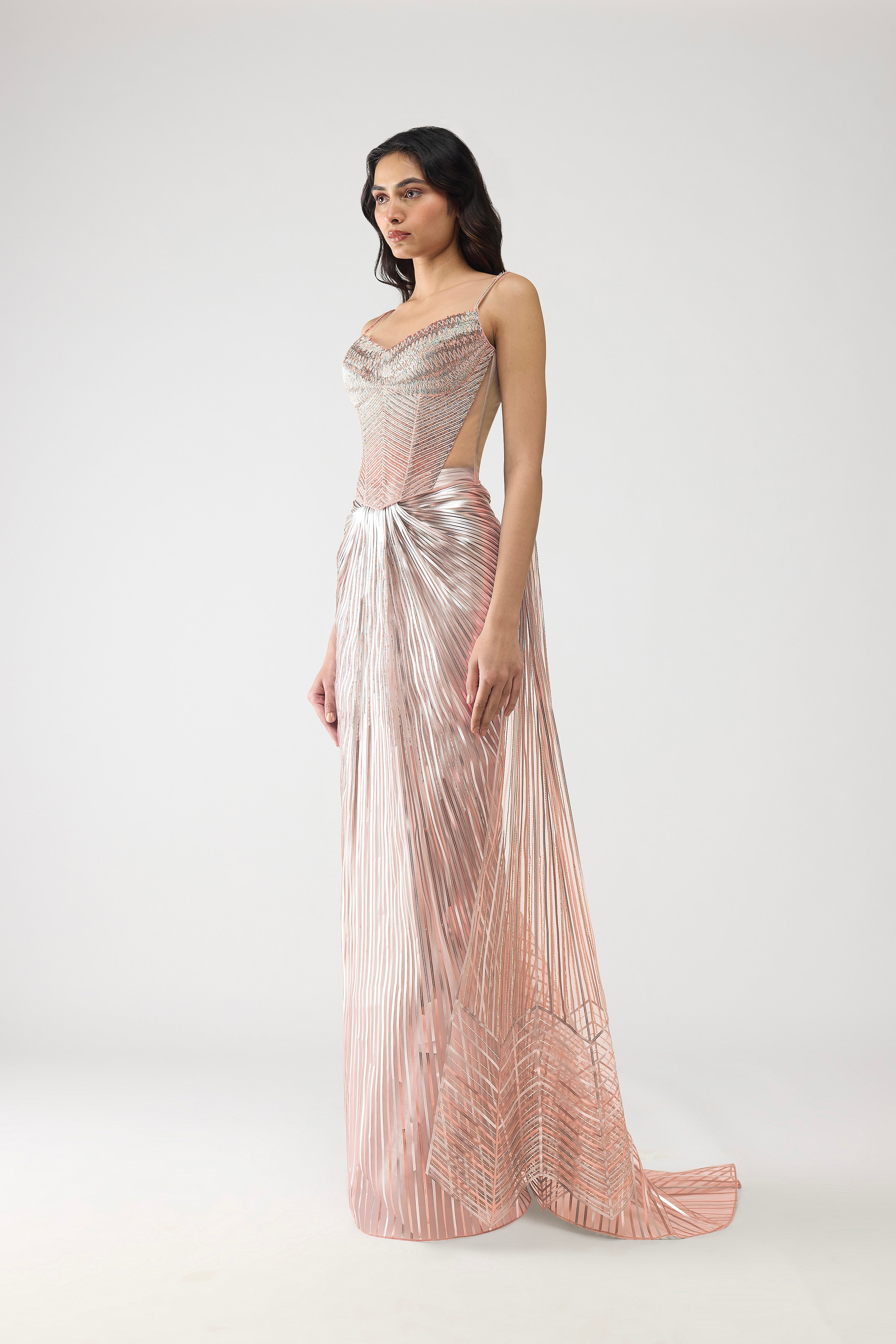 Metallic Scale Corset And Sunray Skirt