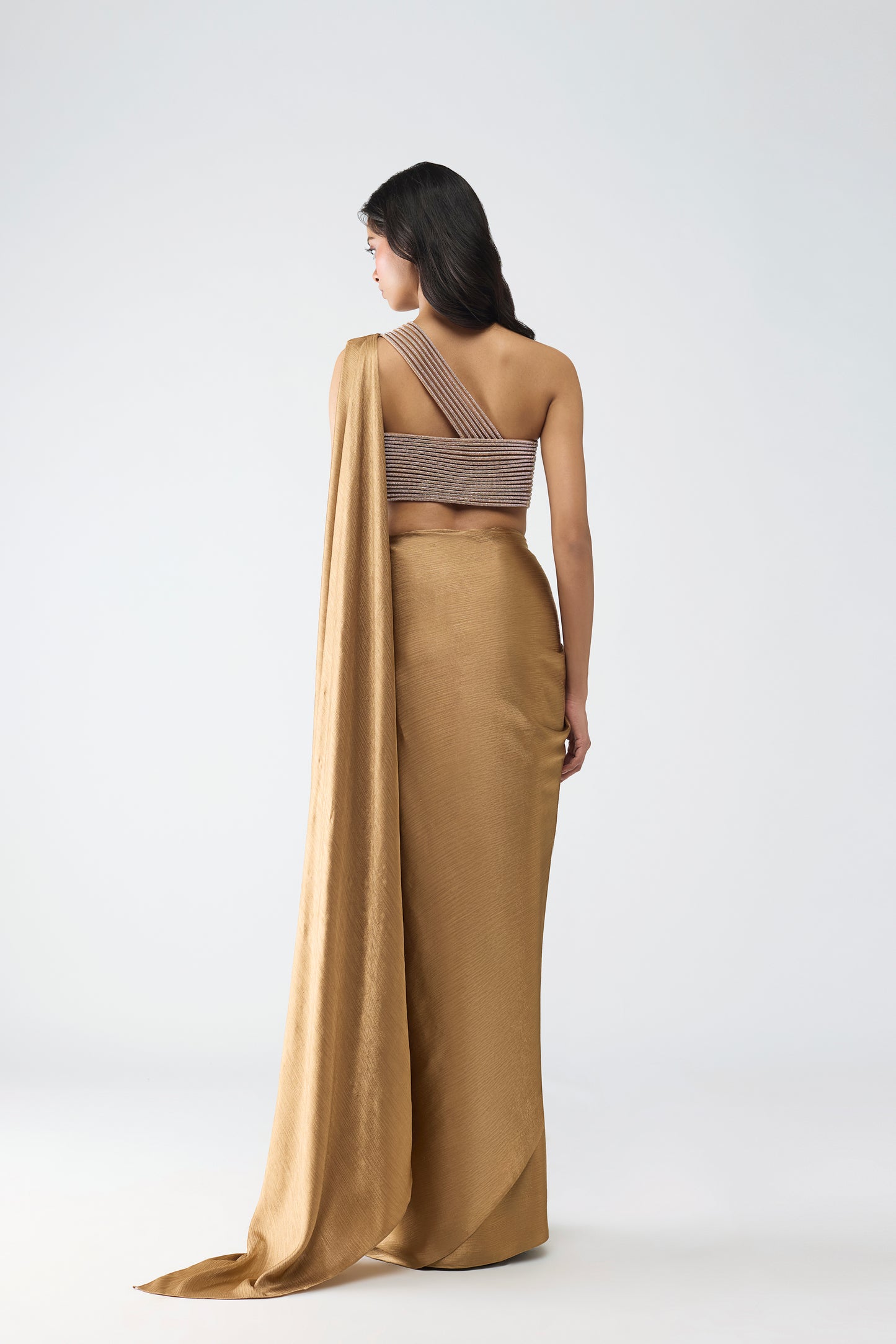 Crystalvein Top And Draped Saree