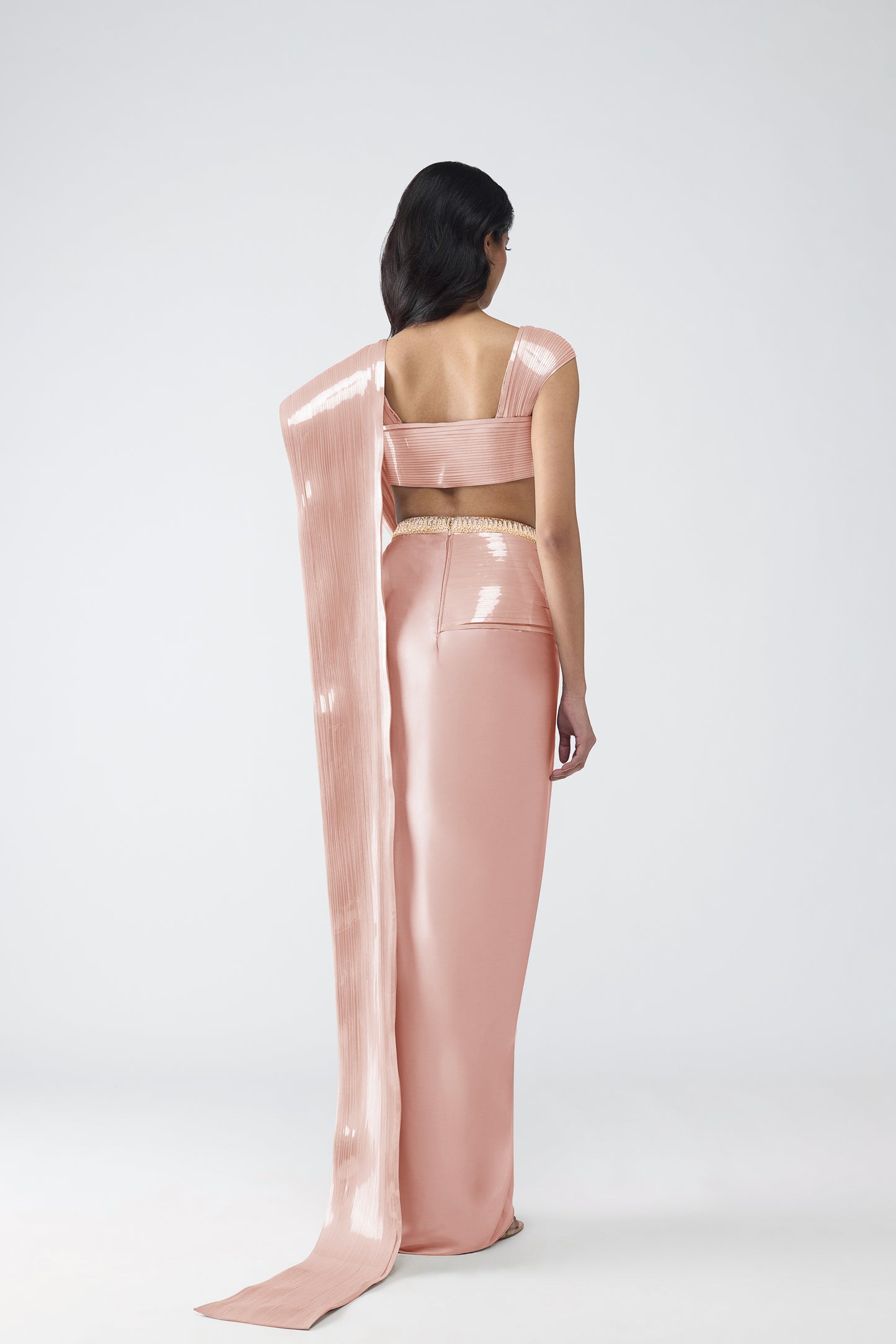 Metallic Scale Top With Draped Skirt
