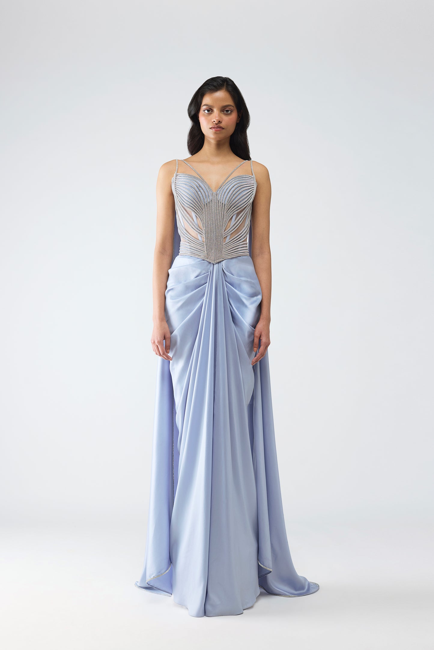 Structured Crystalvein Corset And Draped Saree