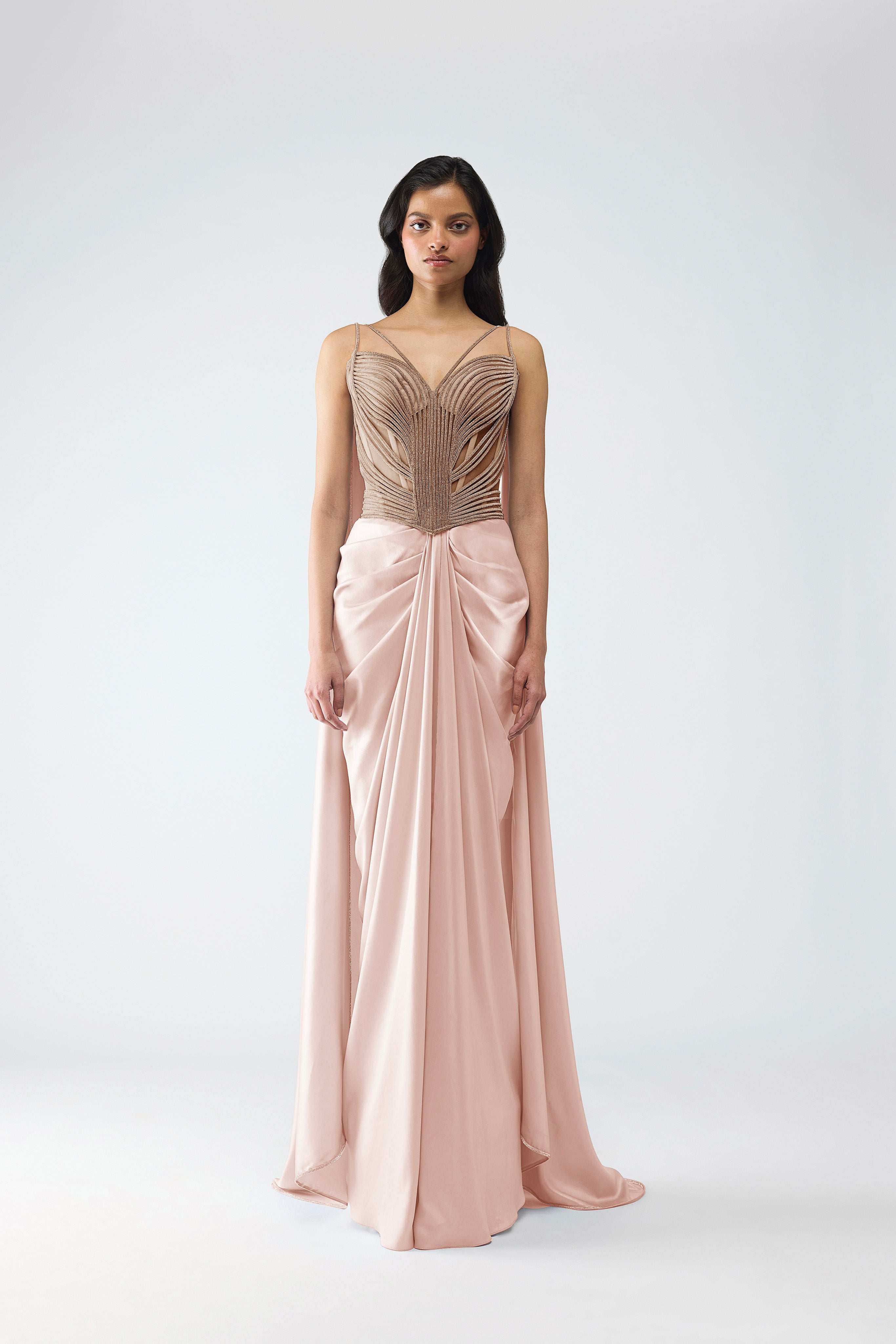 CRYSTALVEIN CORSET AND DRAPED SAREE