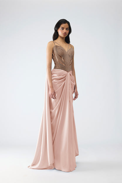 Crystalvein Corset And Draped Saree