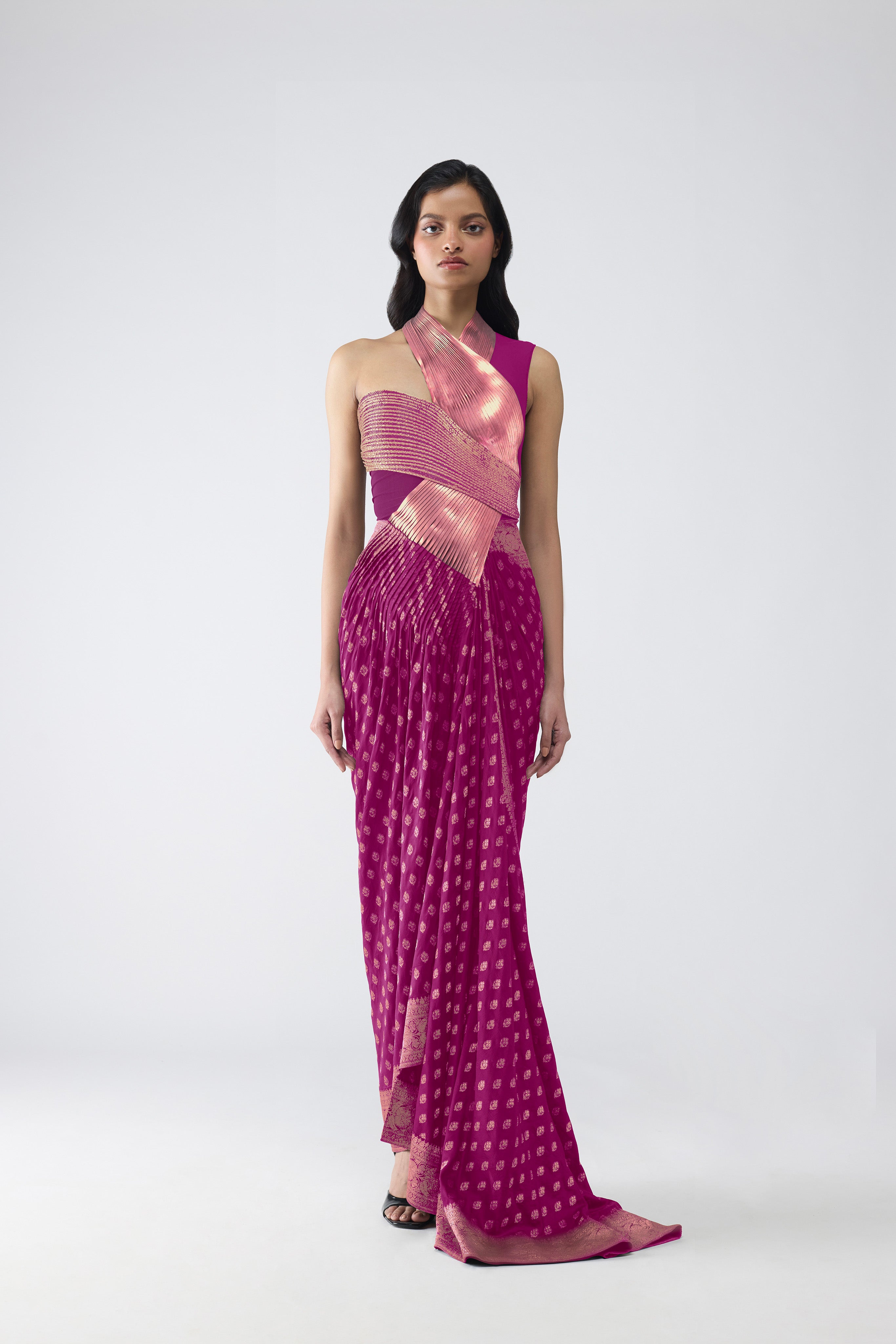 Vintage Banarsi Draped Gown
