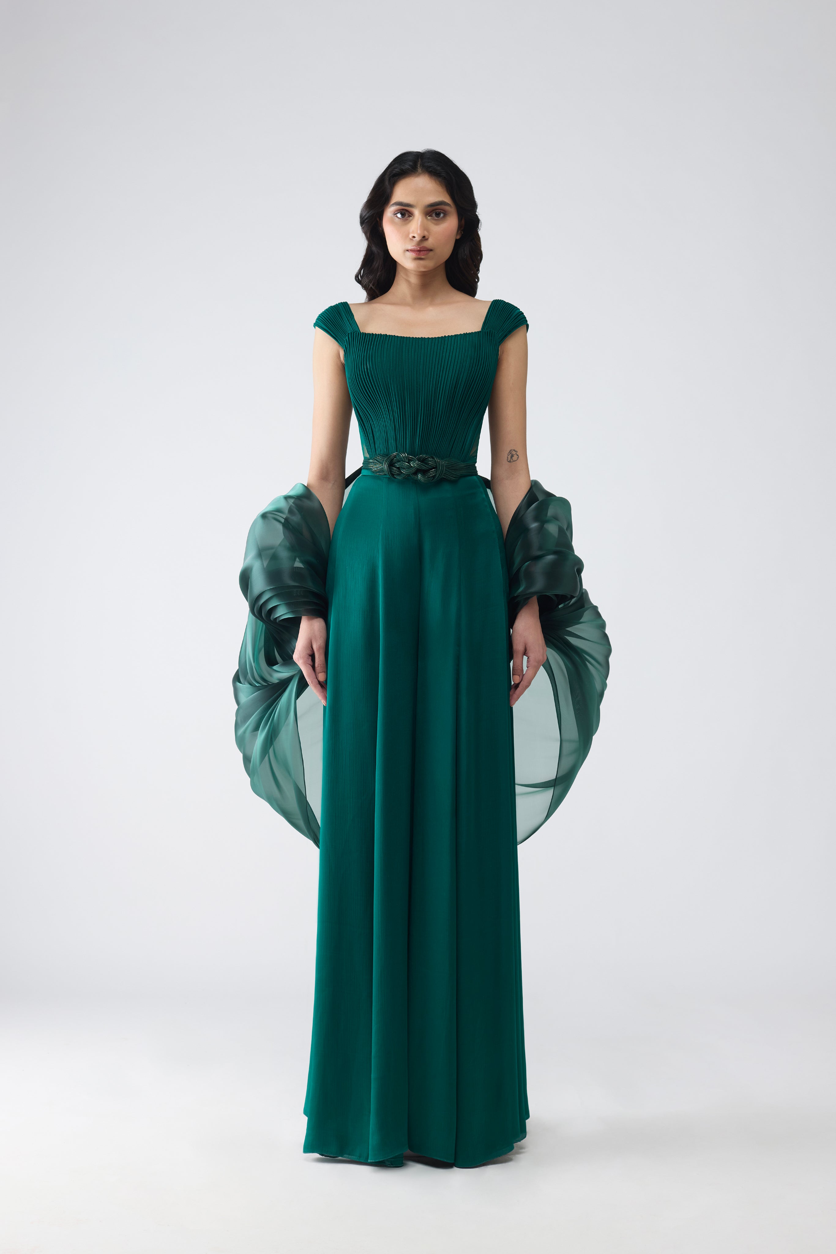 Structured Bustier With Pants And Cape