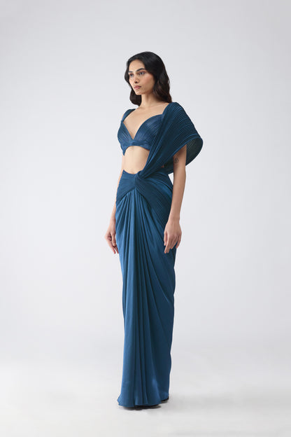 Corded Bralet With Draped  Saree