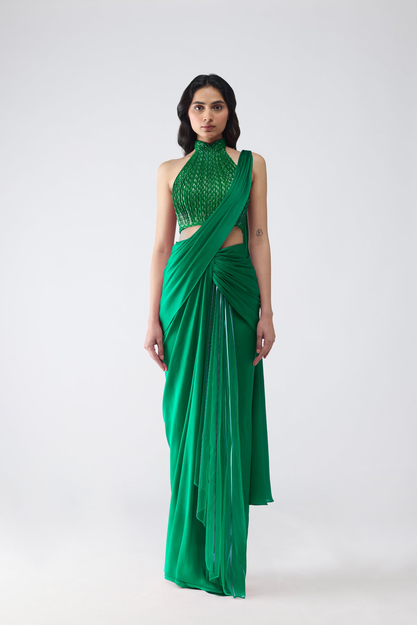 Vintage Banarsi Halter And Draped Saree