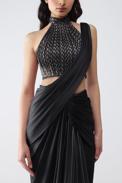 Vintage Banarsi Halter And Draped Saree