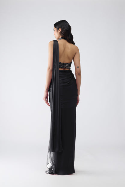 Vintage Banarsi Halter And Draped Saree