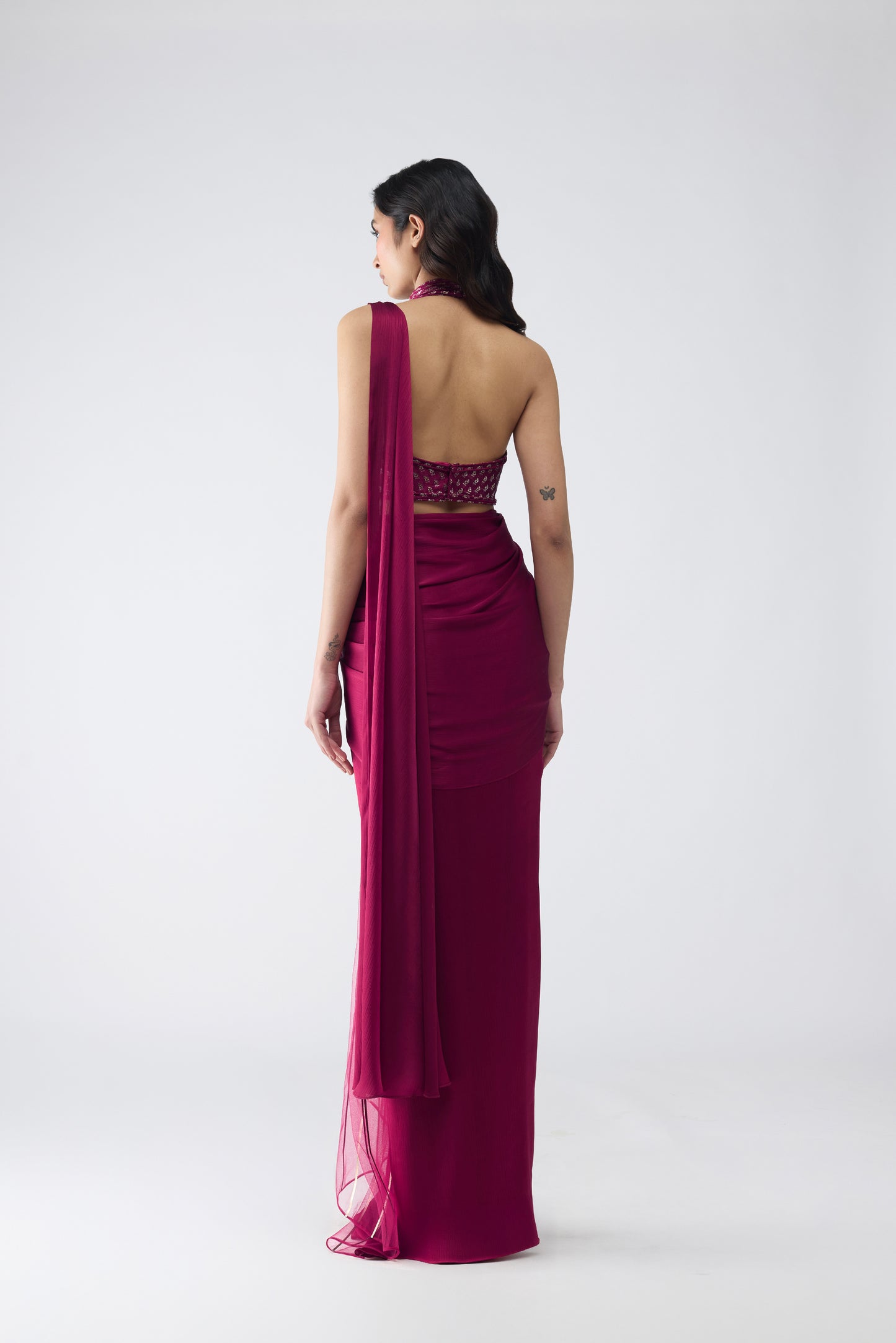 Vintage Banarsi Halter And Draped Saree