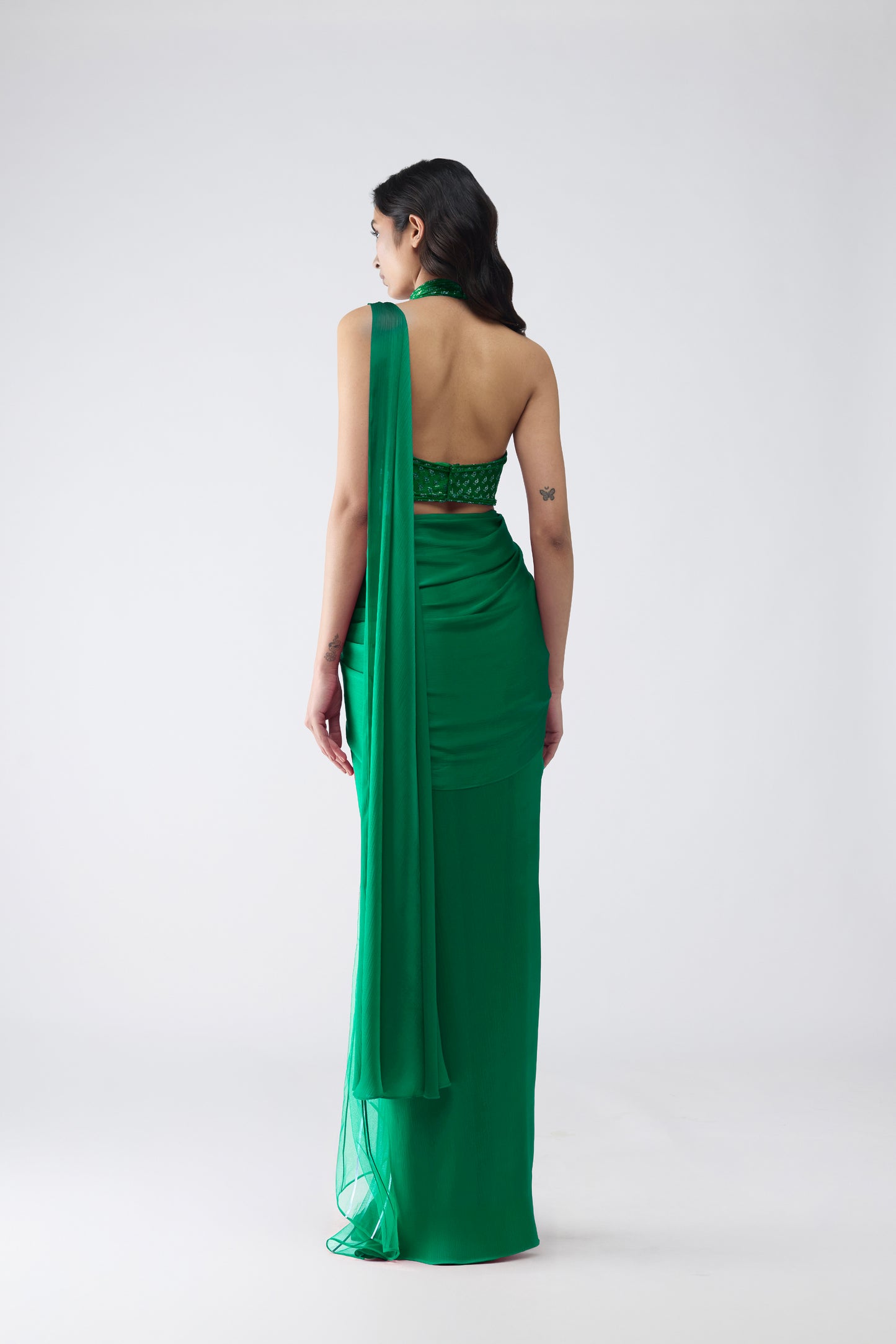 Vintage Banarsi Halter And Draped Saree