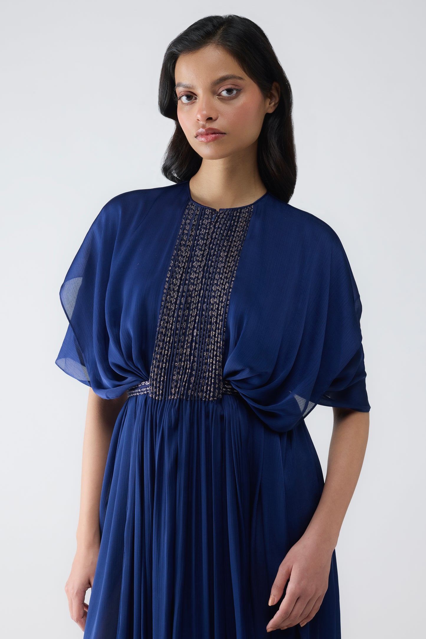 Layered Banarsi Pleated  Dress