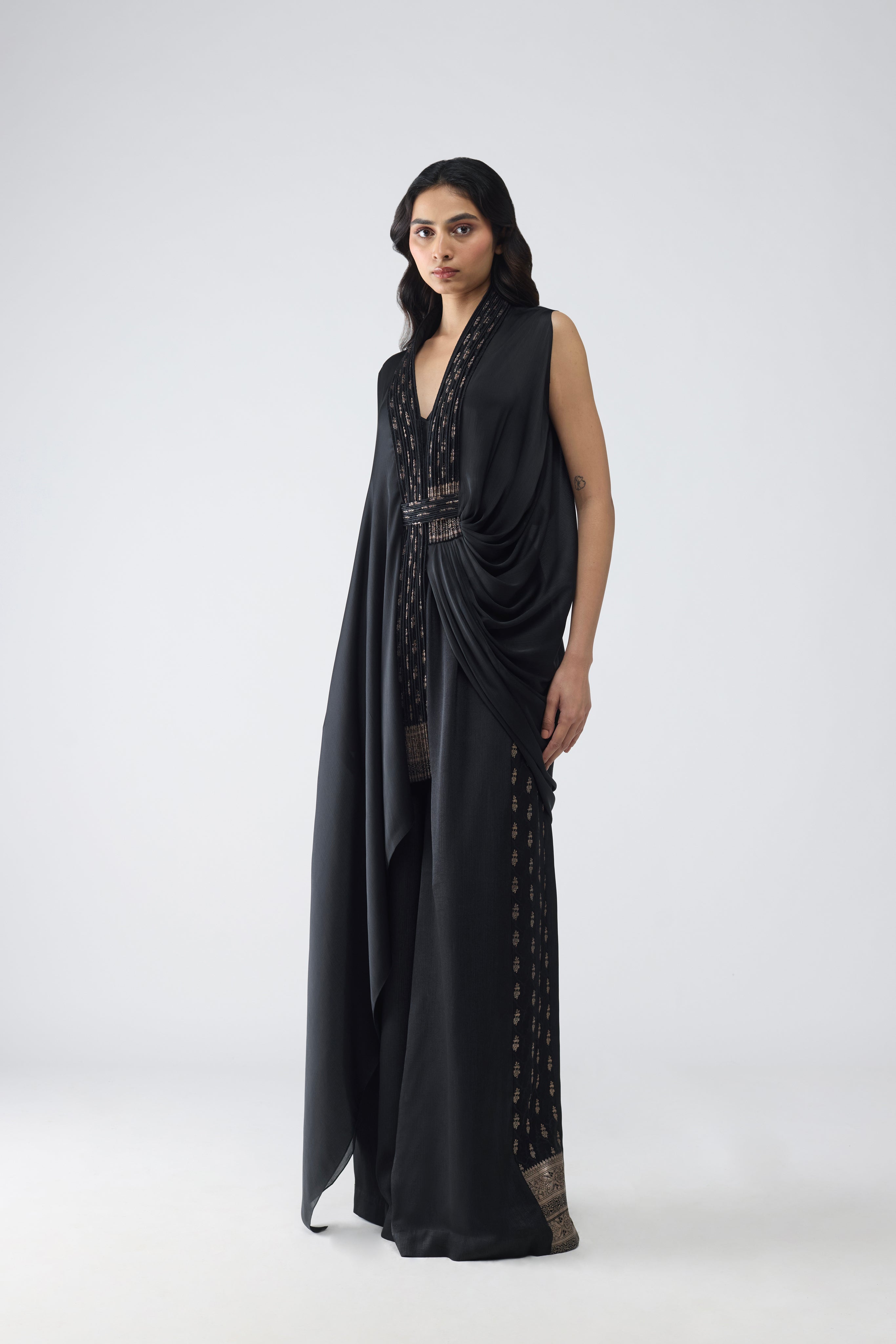 Banarsi One-Sleeve Cape Set