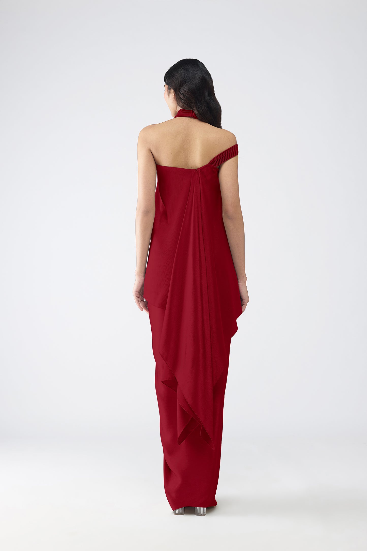 Micro Pleated Halter Top & Draped Skirt
