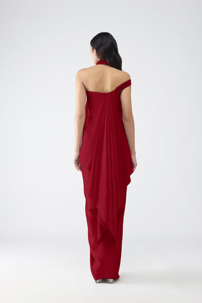 Micro Pleated Halter Top & Draped Skirt