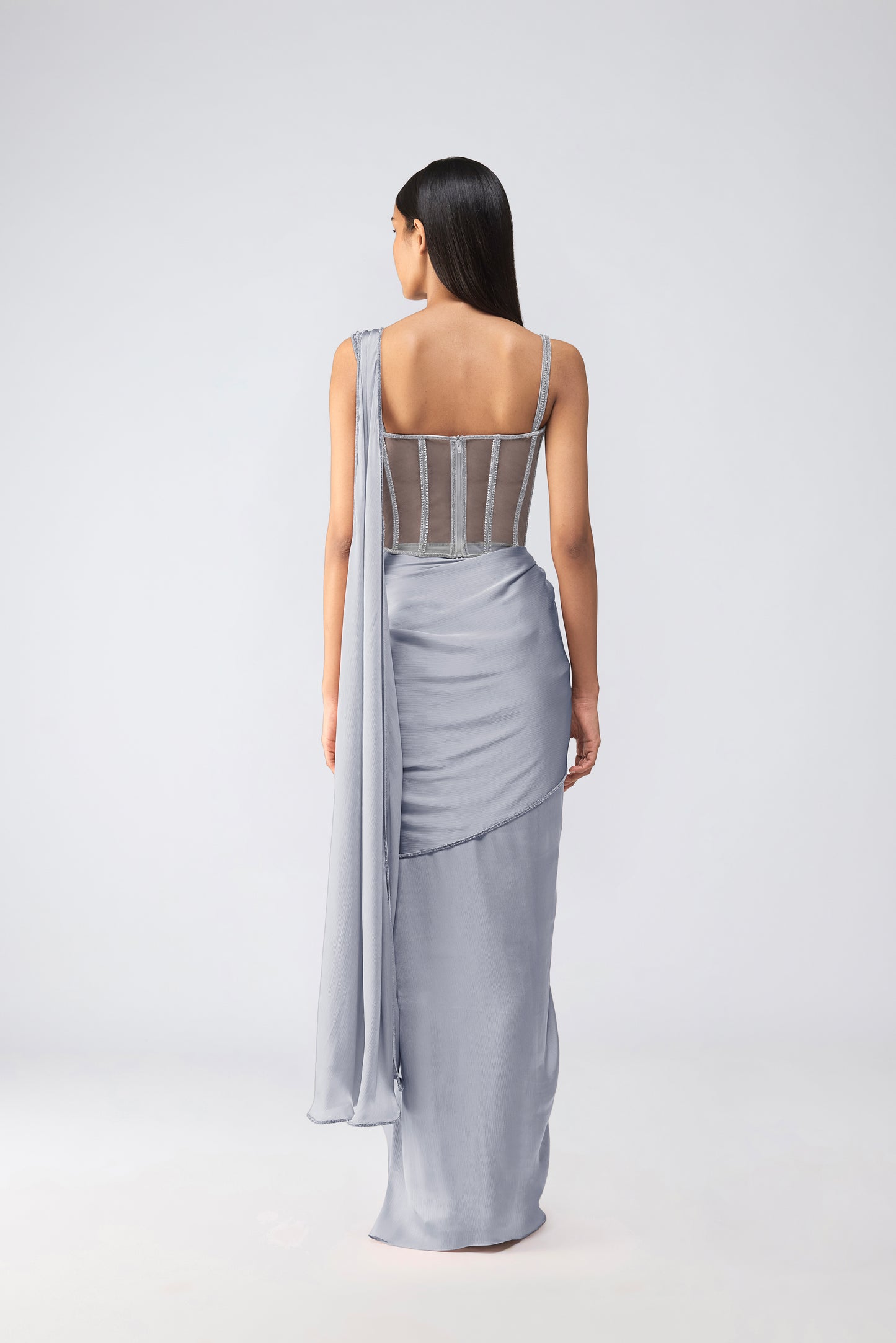 Moulded Crystalvein Corset And Draped Saree