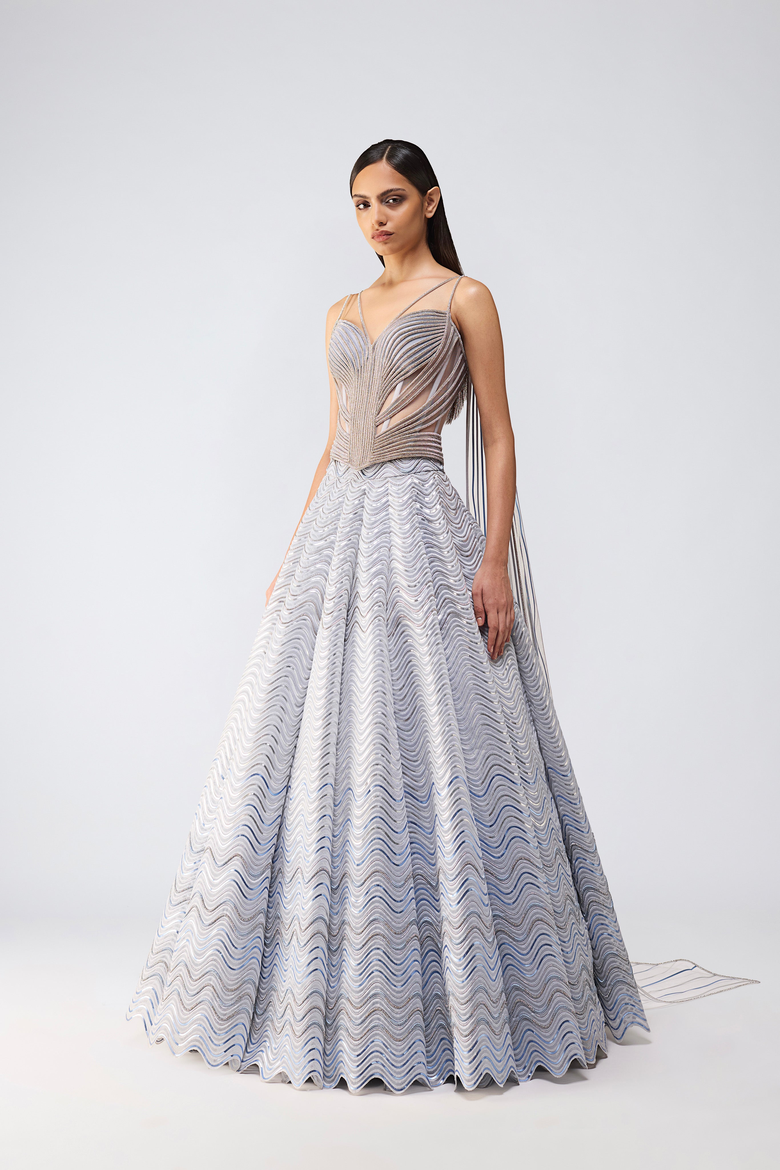 Crystalvein Corset With Drape And Skirt