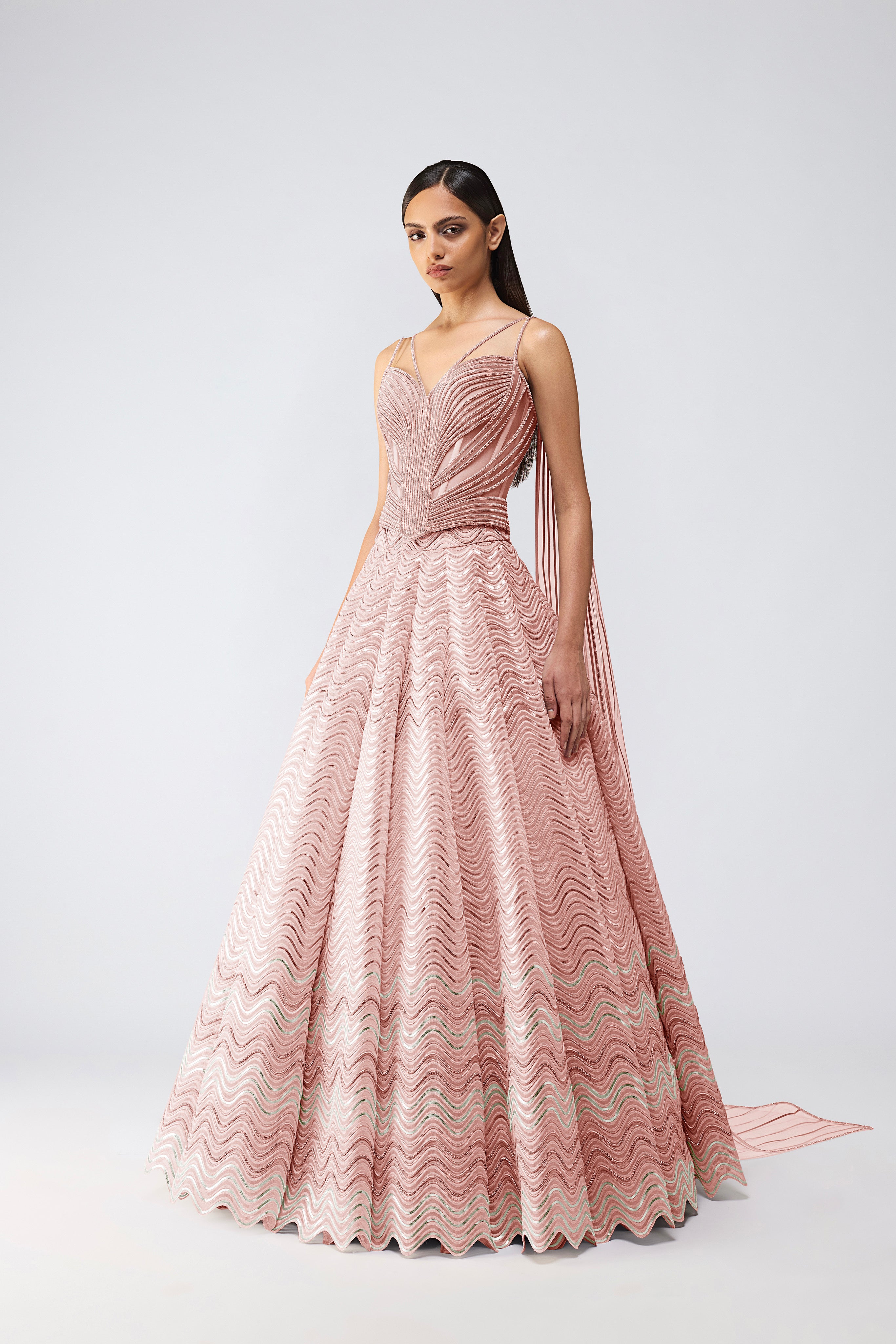 Crystalvein Corset With Drape And Skirt