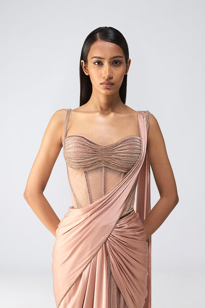 Moulded Crystalvein Corset And Draped Saree