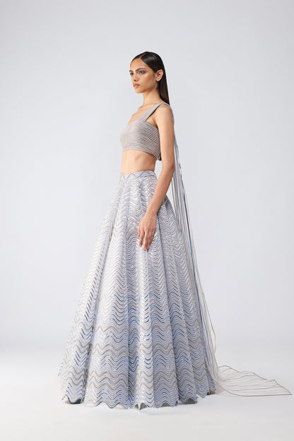 Structured Crystalvein Top And Wave Skirt