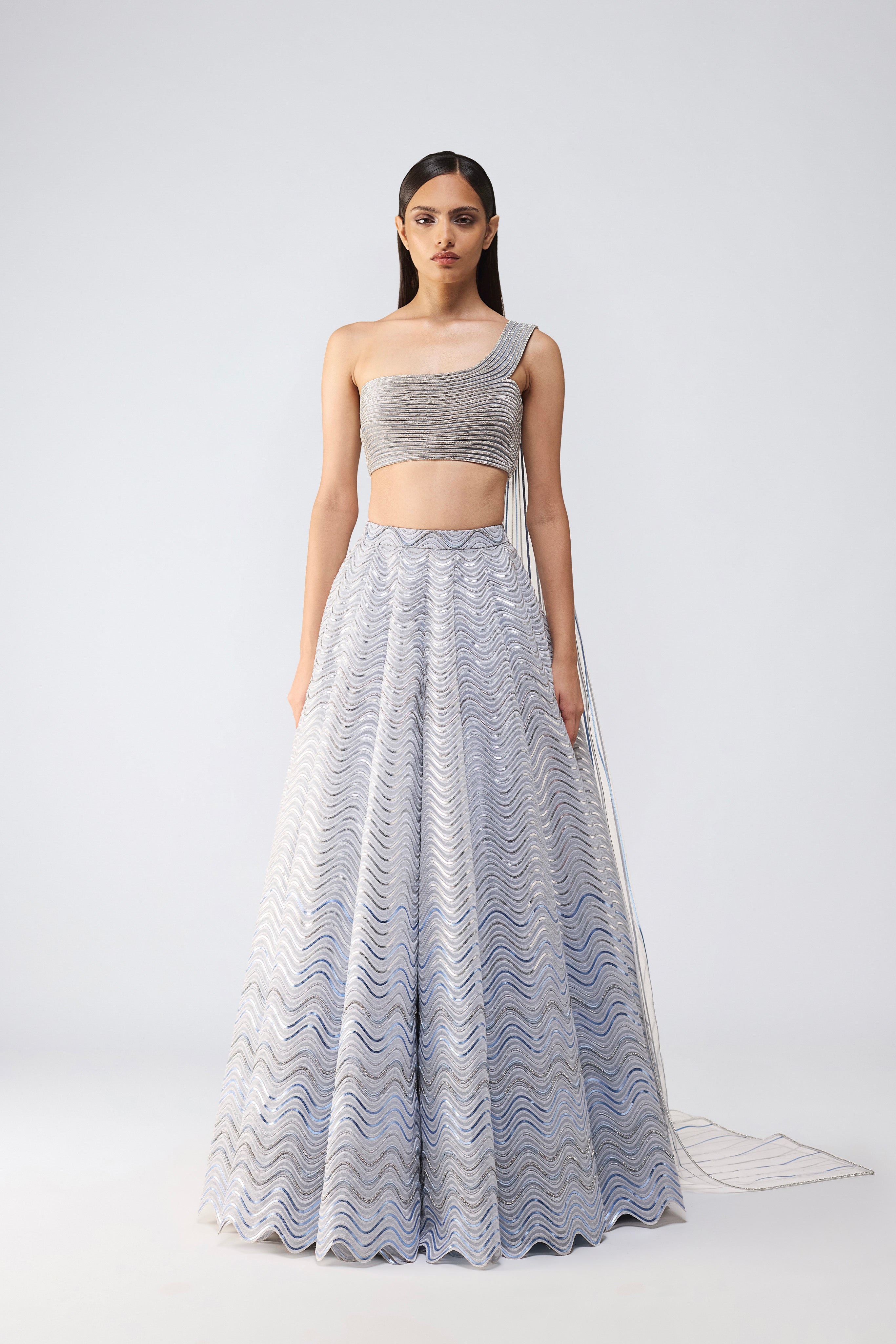 Structured Crystalvein Top And Wave Skirt