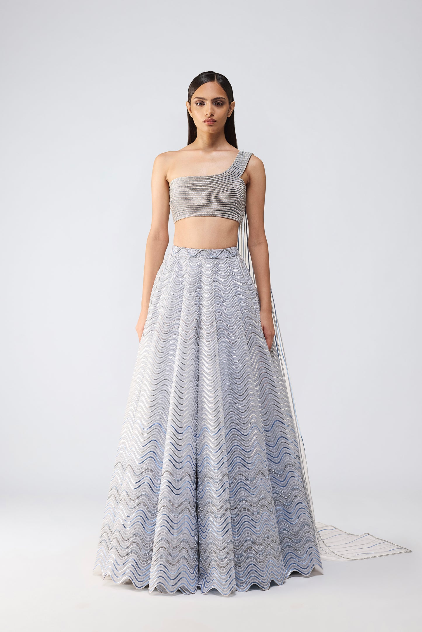 Structured Crystalvein Top And Wave Skirt