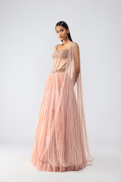 Crystalvein Corset With Metallic Wave Skirt