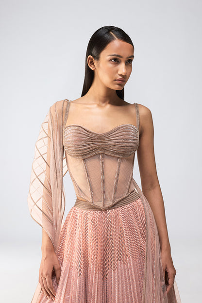 Crystalvein Corset With Metallic Wave Skirt