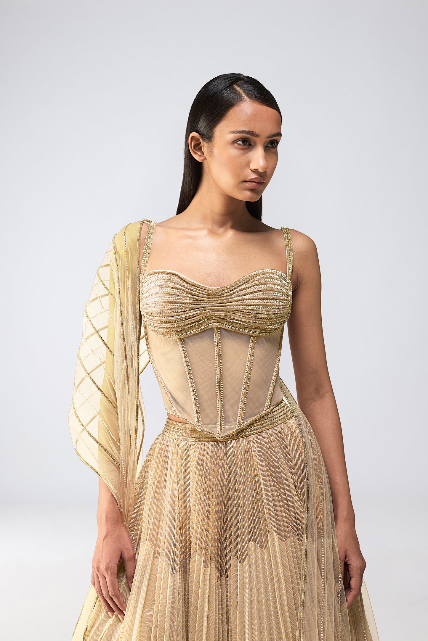 Crystalvein Corset With Metallic Wave Skirt
