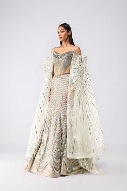 Metallic Scale Top With Fish Tail Skirt
