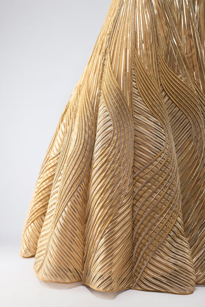 Structured Crystalvein Top With Drape And Skirt