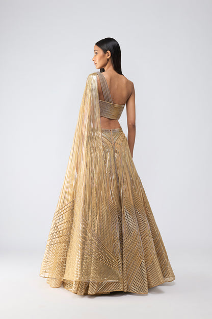 Structured Crystalvein Top With Drape And Skirt