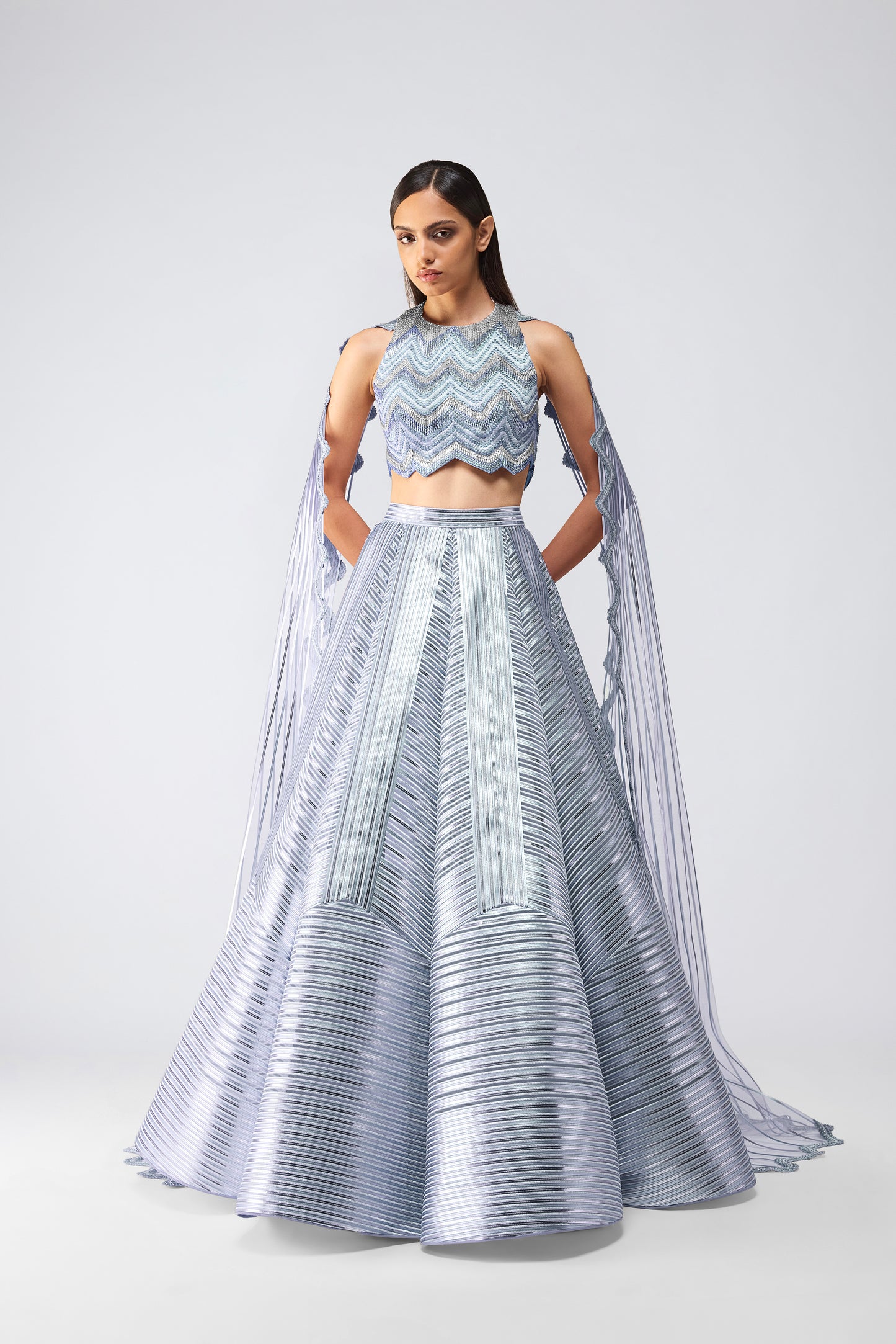 Metallic Scale Halter And Skirt