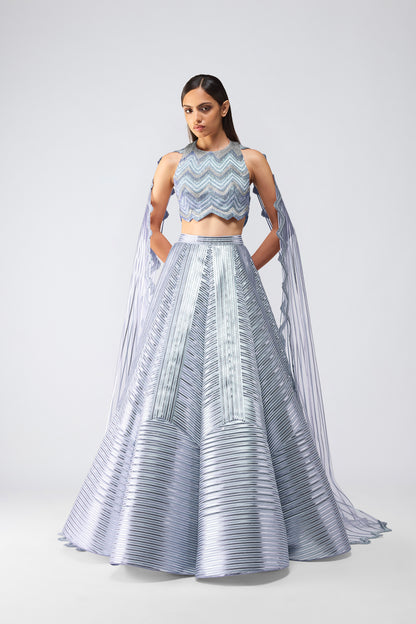 Metallic Scale Halter And Skirt