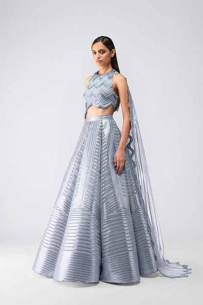 Metallic Scale Halter And Skirt