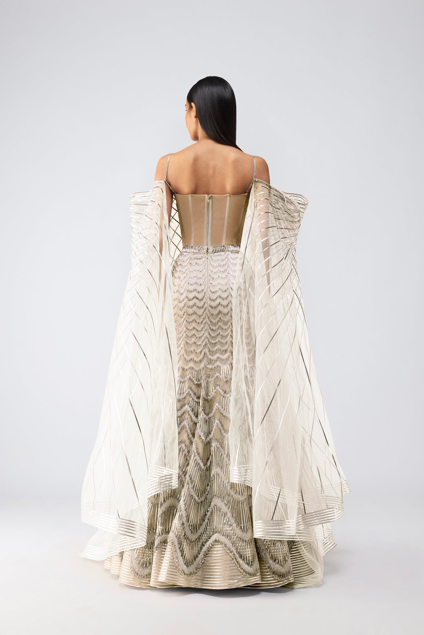 Metallic Scale Top With Fish Tail Skirt