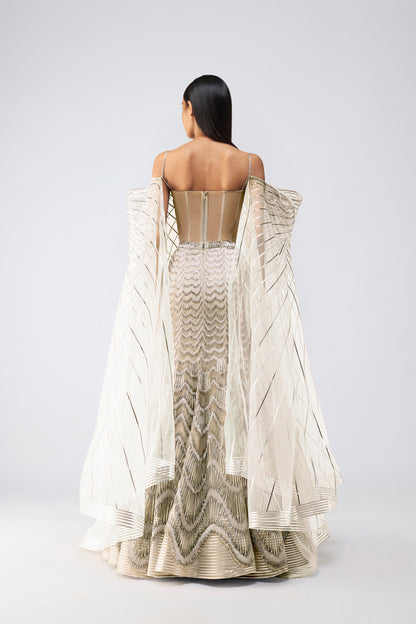 Metallic Scale Top With Fish Tail Skirt