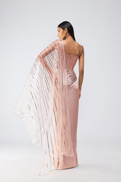 Metallic Scale Top And Draped Saree