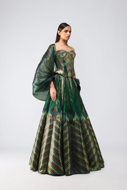 Metallic Supersonic Corset Skirt And Cape
