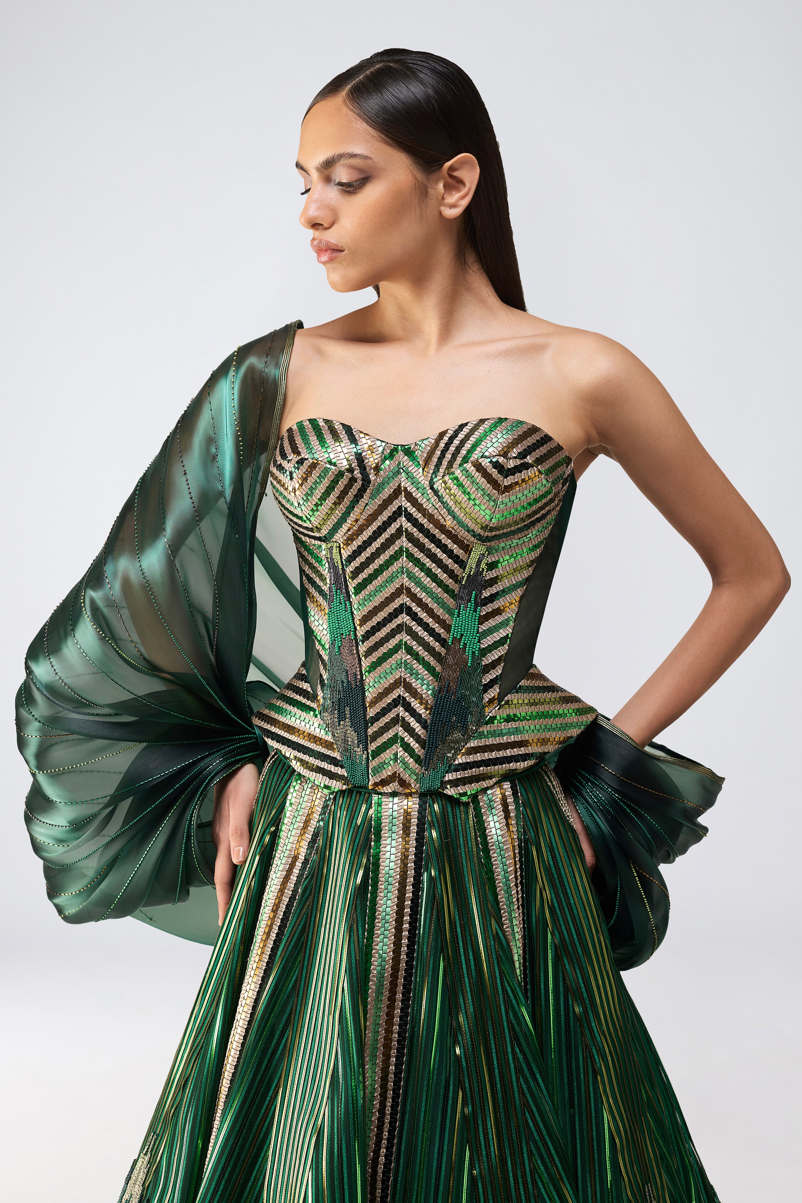 Metallic Supersonic Corset Skirt And Cape