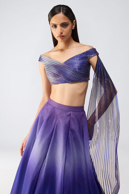 Metallic Glitch Top And Skirt