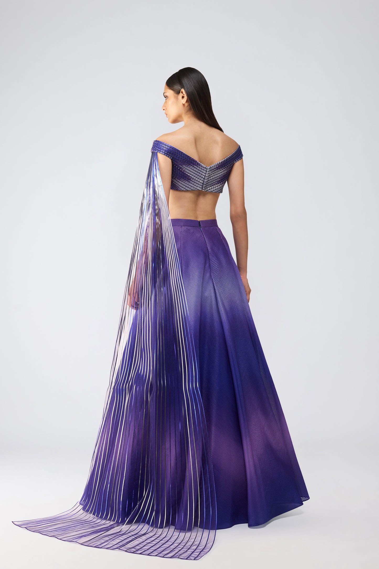 Metallic Glitch Top And Skirt