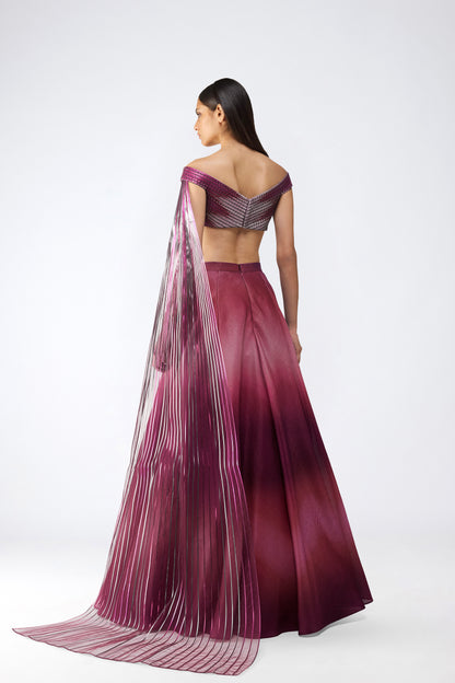 Metallic Glitch Top And Skirt