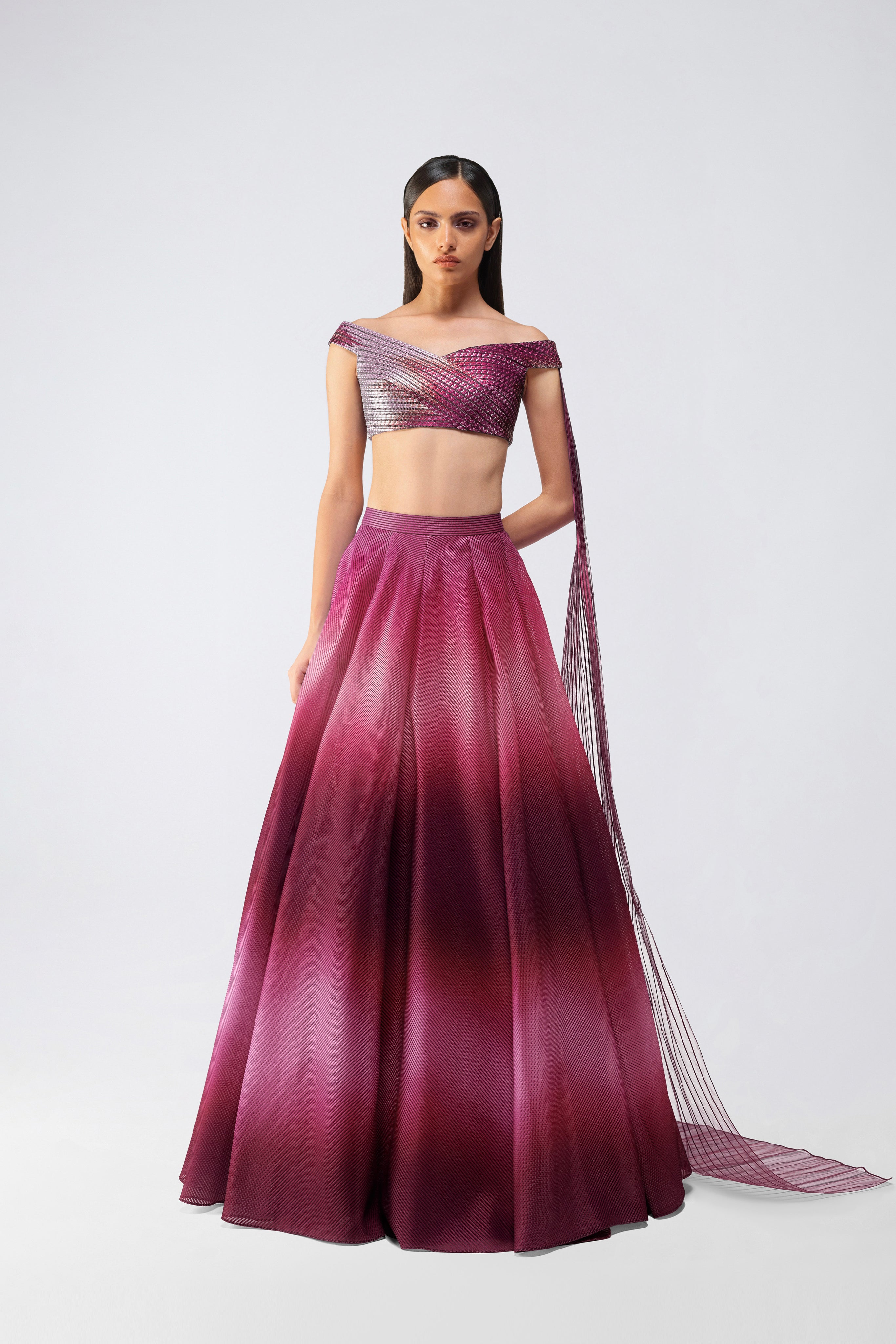 Metallic Glitch Top And Skirt